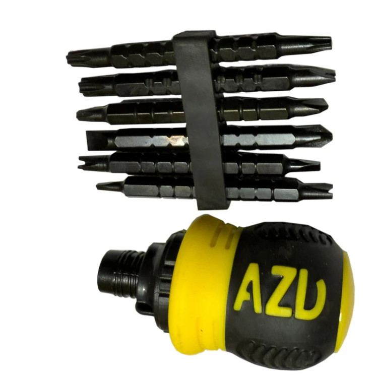 پیچ گوشتی مشتی جغجغه ای ای زد دی مدل همه کاره کد SMT-AZD-13IN1-S2-CR-V بسته 7 عددی
