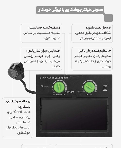 ماسک جوشکاری اتوماتیک صبا مدل SMSK2025
